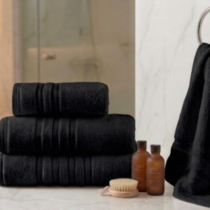 מגבת כותנה סרוקה איכות פרימיום- שחור