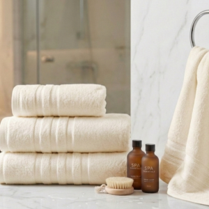 מגבת כותנה סרוקה איכות פרימיום- שמנת-