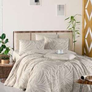 סט מצעים יחיד 100% כותנה -שמנת