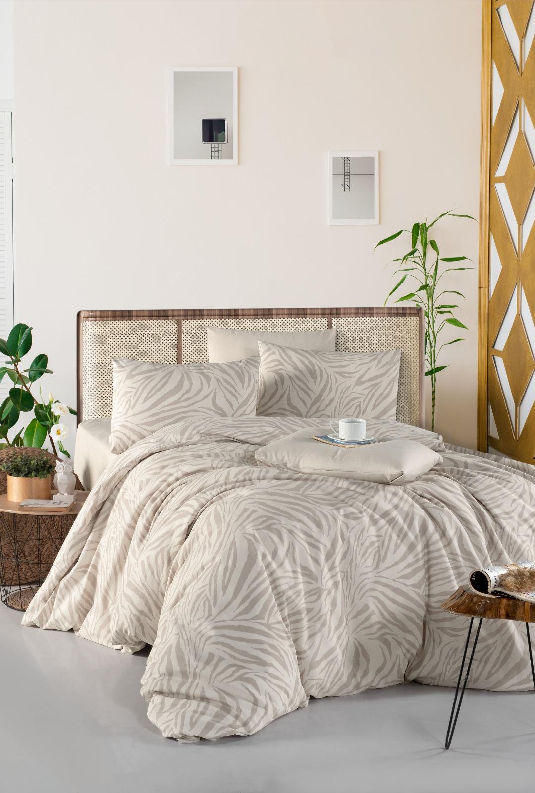 סט מצעים יחיד 100% כותנה -שמנת