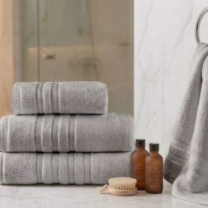 מגבת כותנה סרוקה איכות פרימיום- אפור בהיר